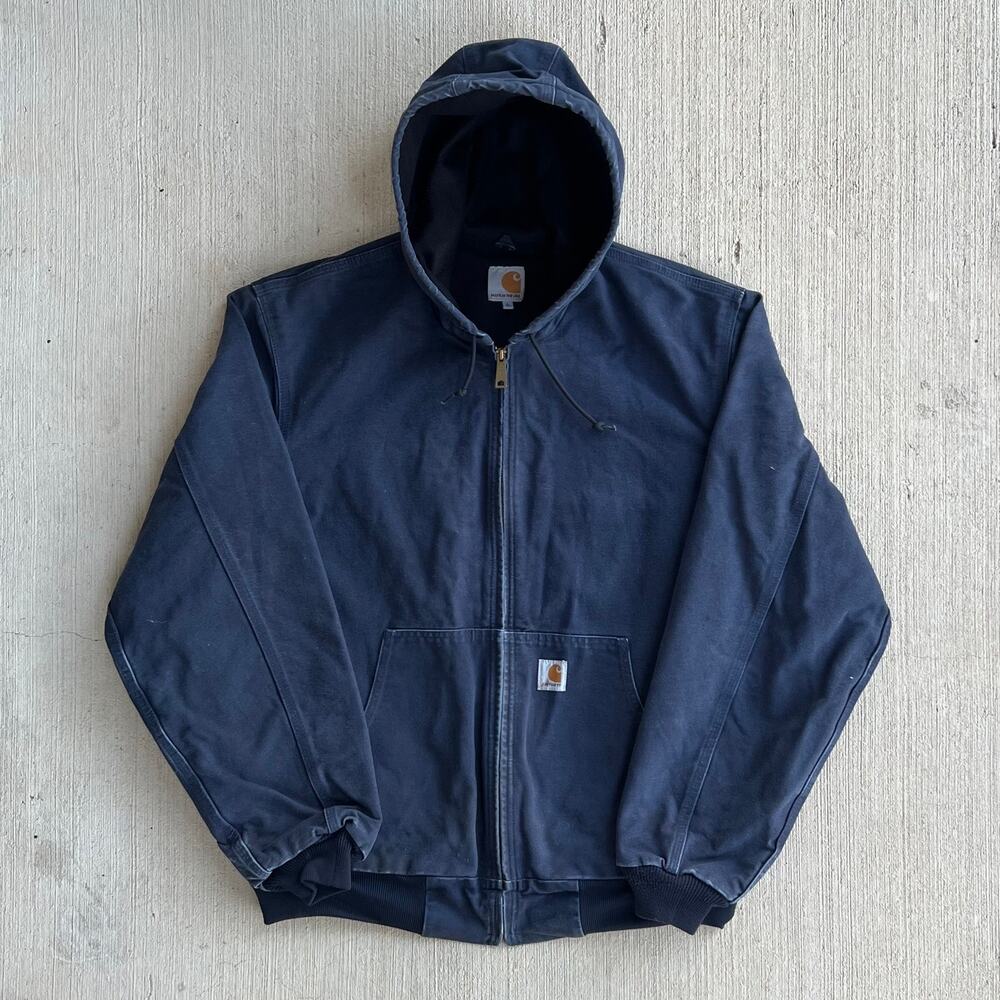 Carhartt J131 DNY blue hooded work wear jacket